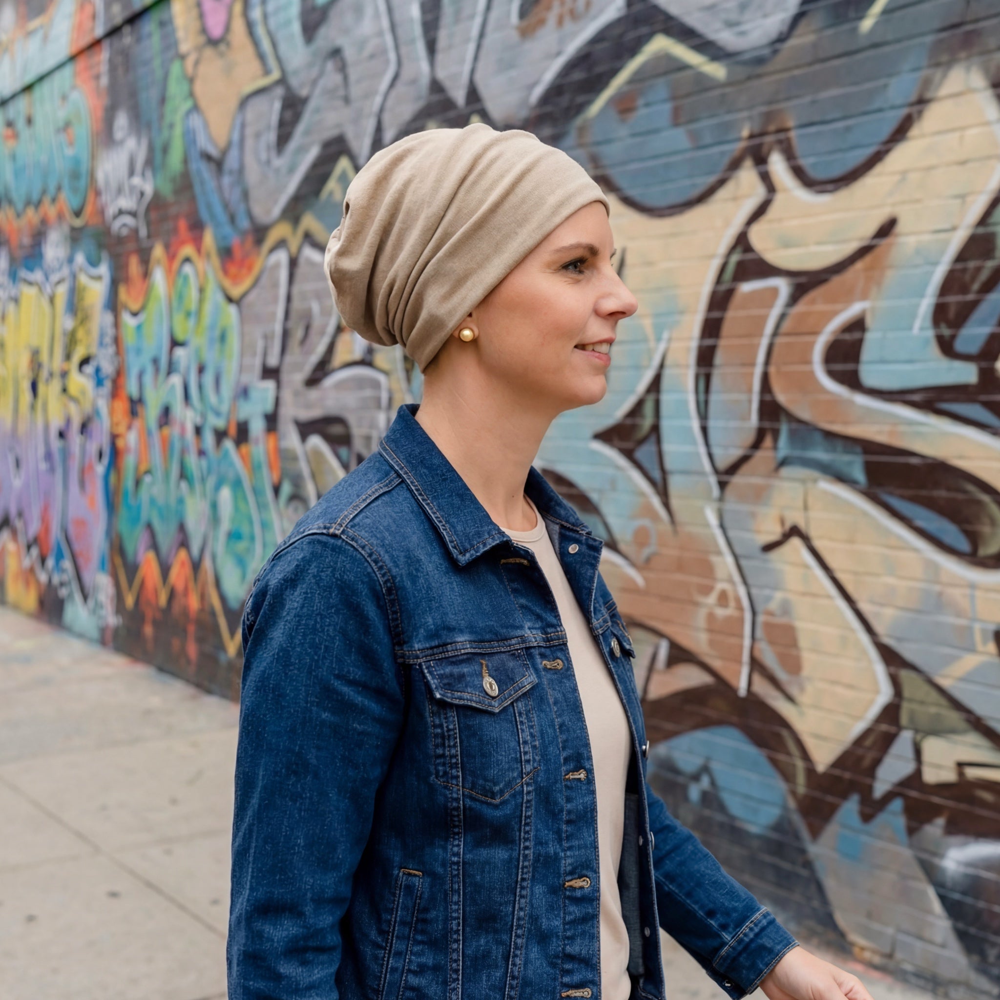 RRby 6Q-Beanie Steingrau